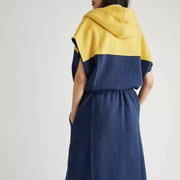 NWOT Free People Cool Cool Fleece Hoodie Sweatshirt Maxi Shirt Vest Dress Z244-0 - Picture 2 of 8